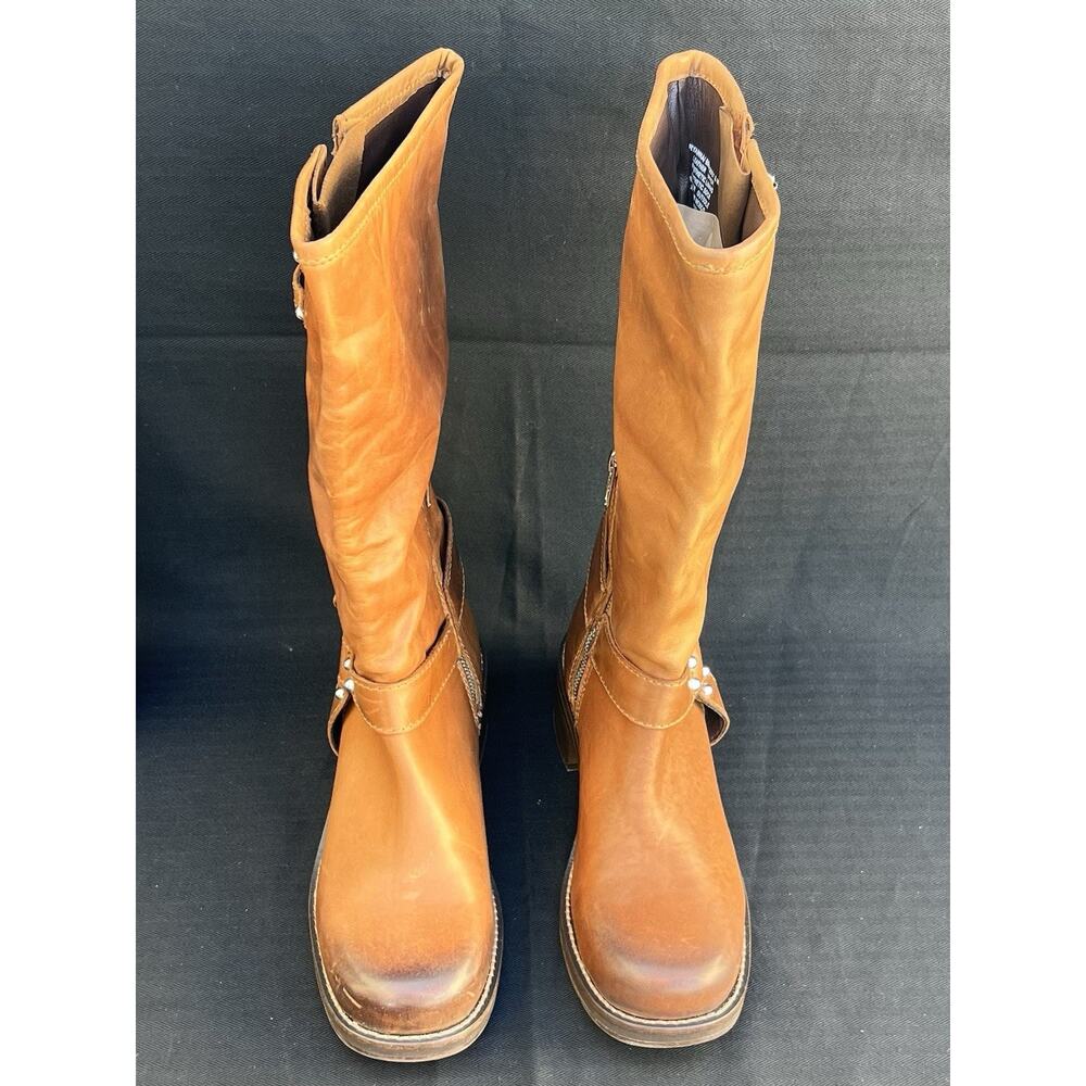 STEVE MADDEN Bryanna Moto Boot Brown Leather Women's Size 8 US - Picture 3 of 14